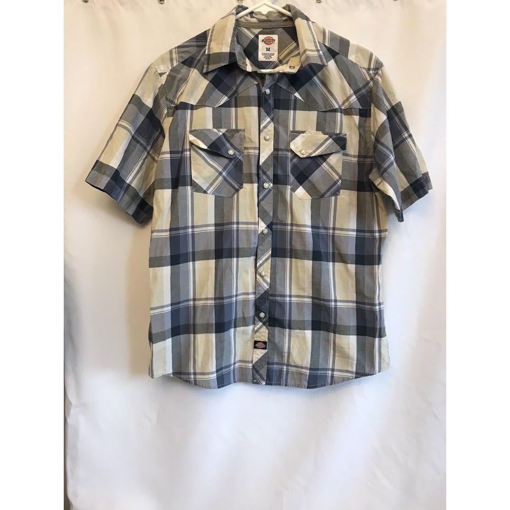 Dickies Men's  Multi Color Plaid Shirt  Pearl Snap Western Casual Shirt  Size M